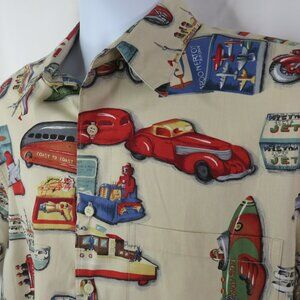 Reyn Spooner Hawaiian Shirt Men's L Aloha Antique Toys Cotton Made in Hawaii